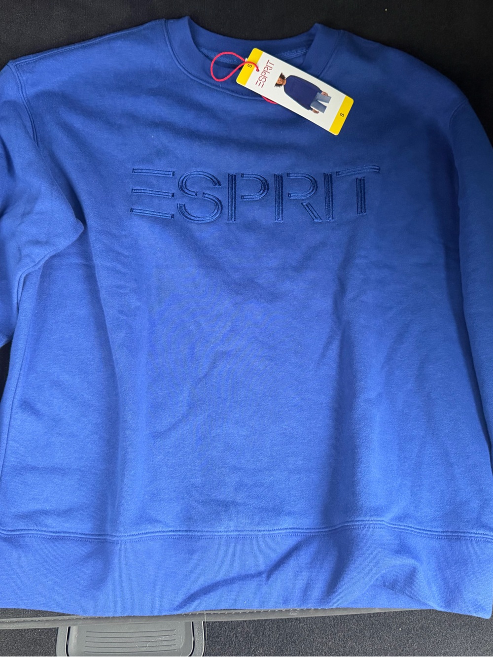 Esprit womens Royal Blue Embroidered Logo Crewneck Sweatshirt small new